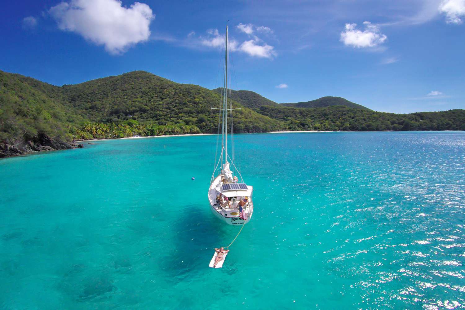 Sailing and water sports, St. John USVI - catamaran on turquoise waters