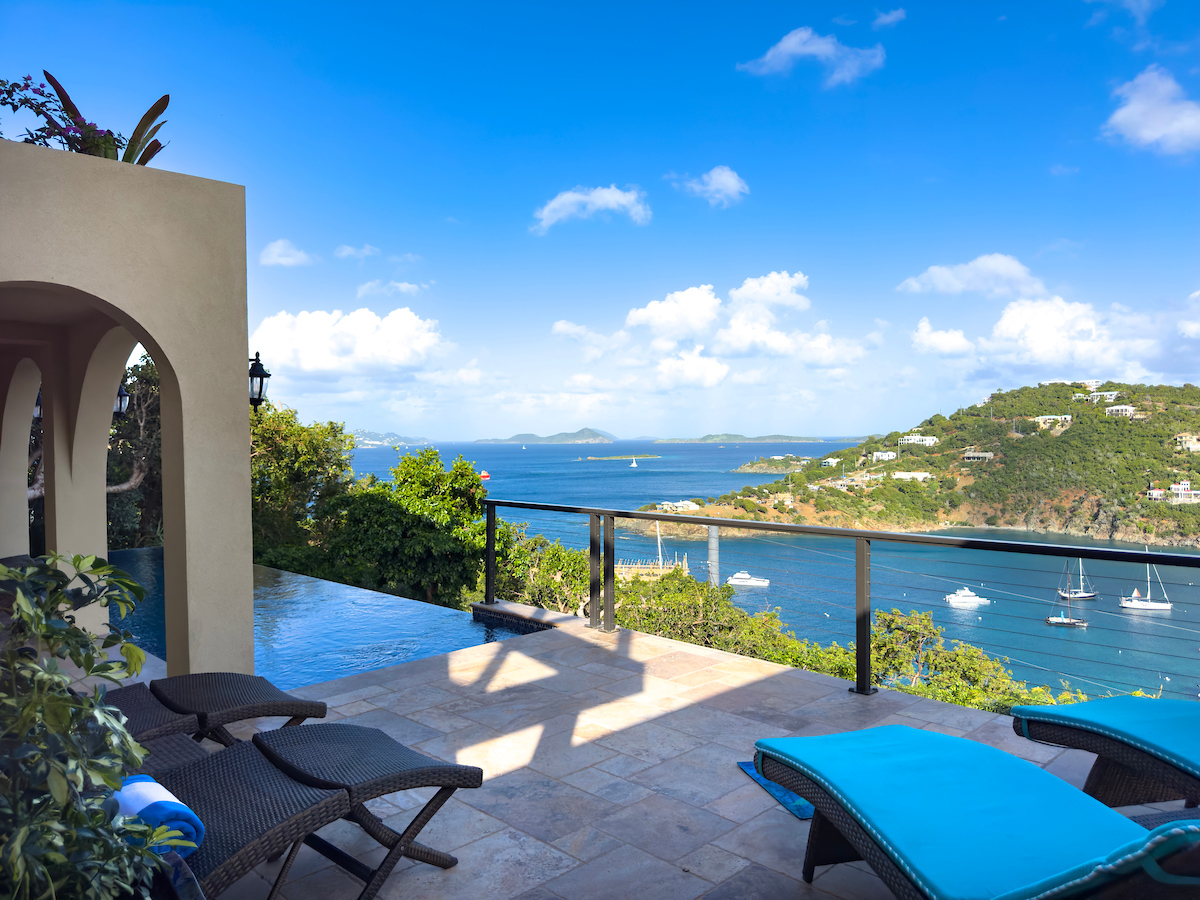 Blue Tang new pool and lounge area with sunset views