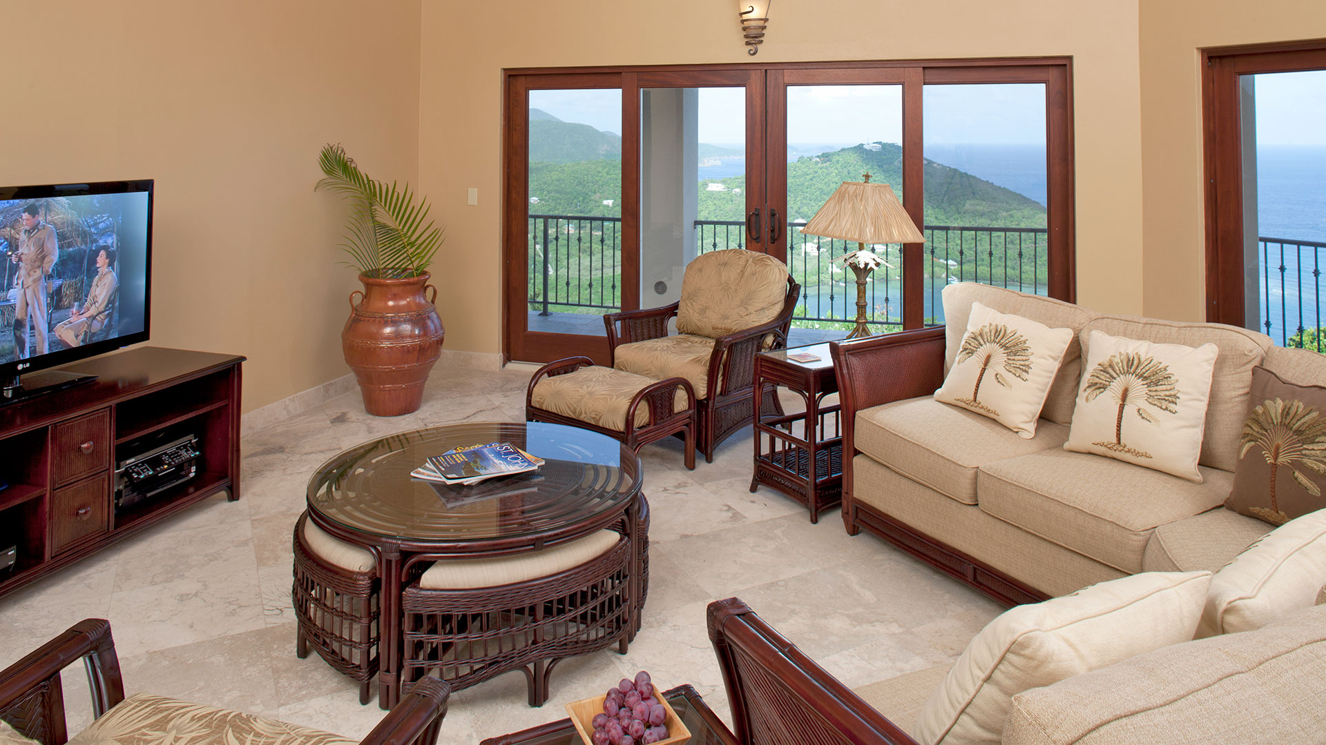 Island Rider patio with pool and sunset views