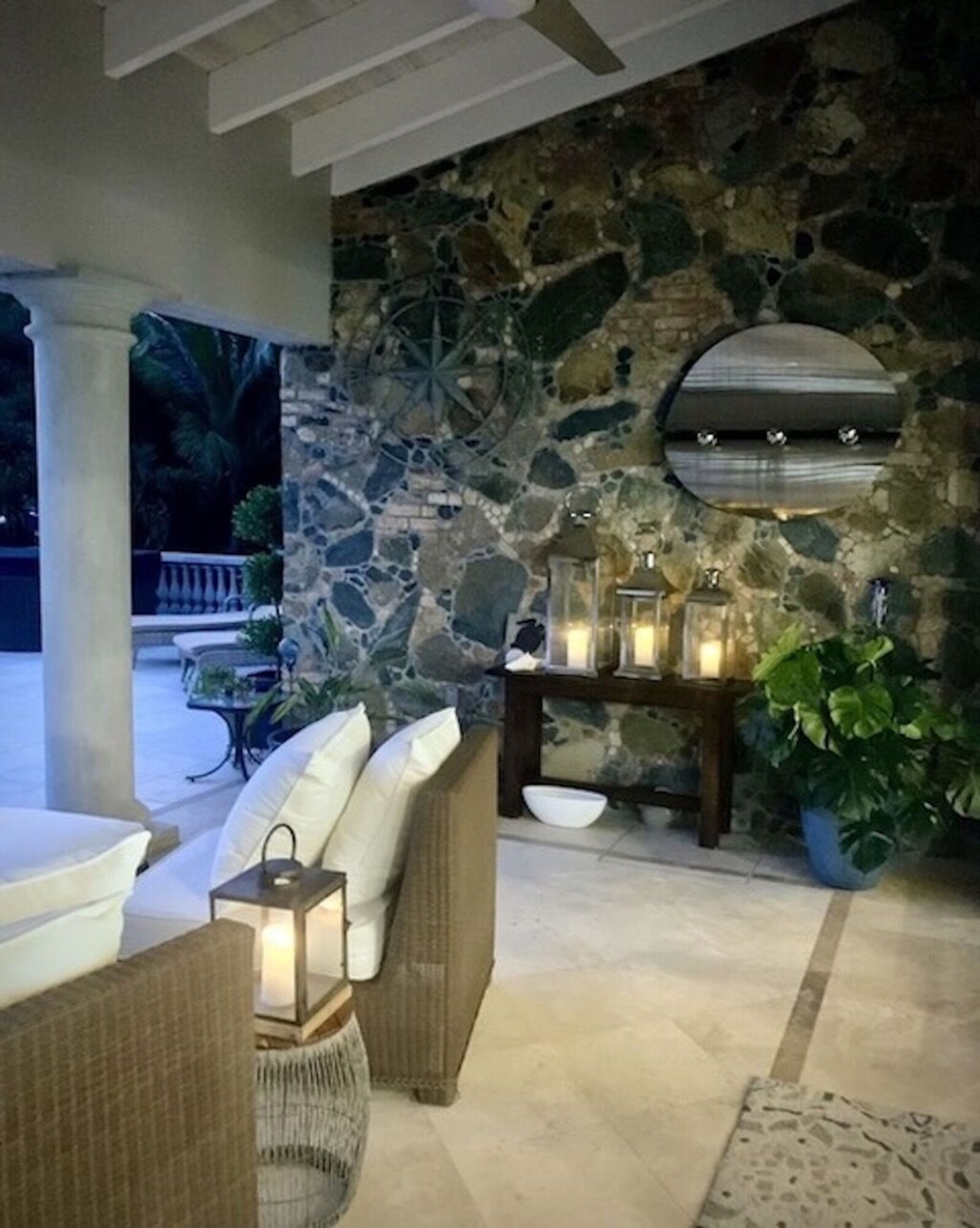Mystical Mermaid villa interior living area in St. John USVI