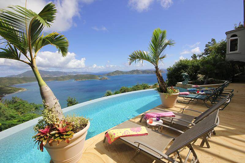 Solemare pool terrace and Caribbean view