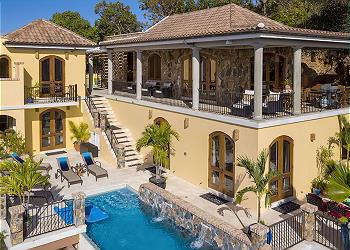 South Shore Villa open-concept living space with vaulted ceilings
