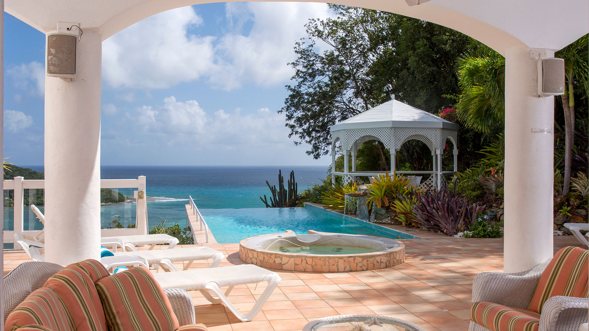 Waterfall pool and outdoor area